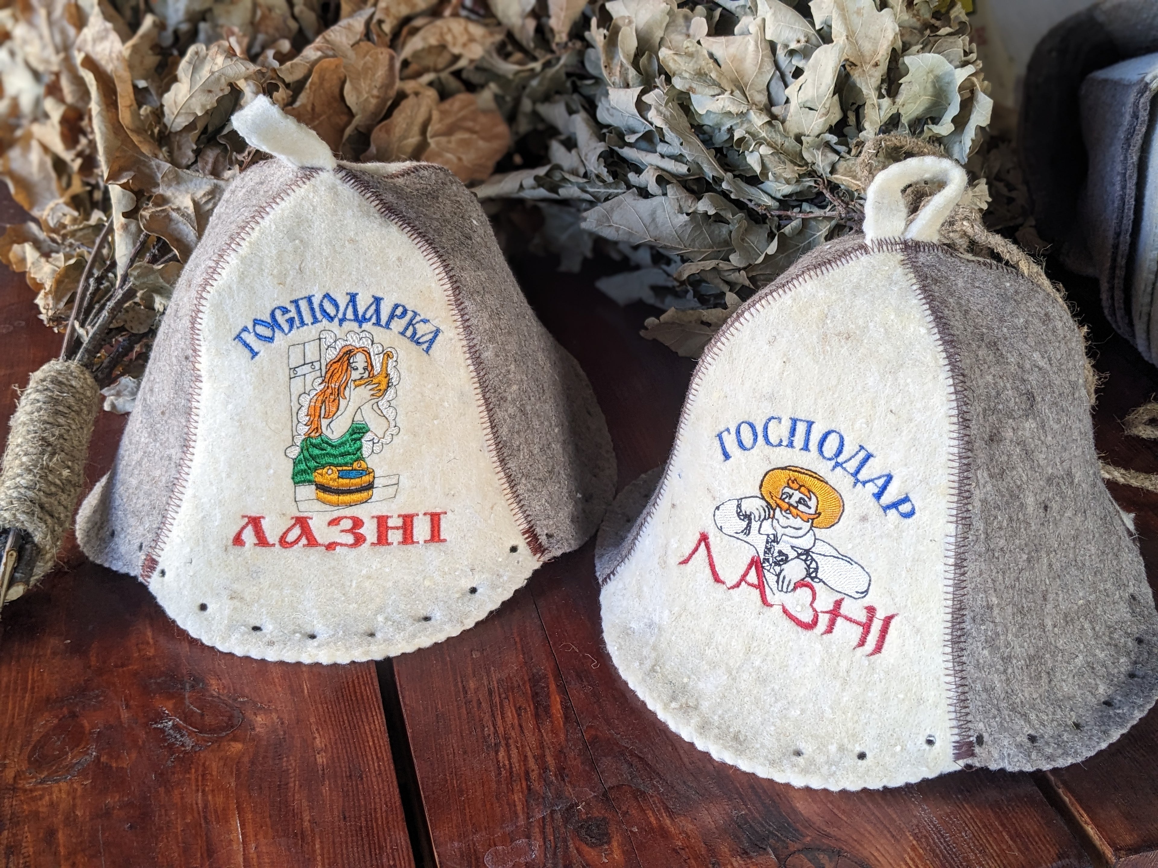 One Pair of Sauna Hats “Banya Owners” – 2 Wool Felt Hats
