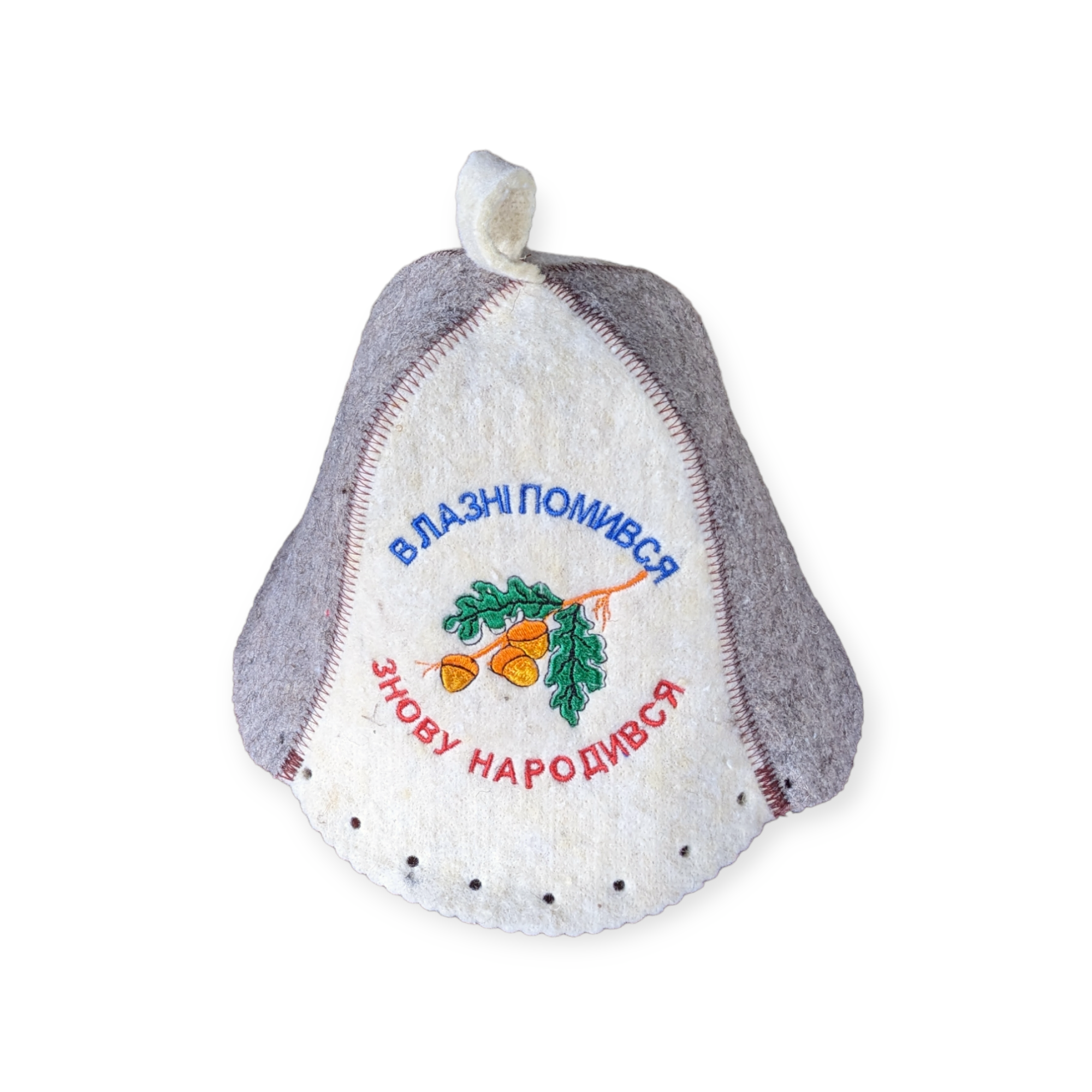 Sauna Hat “Washed in the Steam, Reborn Again” – Natural Wool Felt